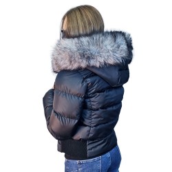 Дамско яке с естествен пух, City Angels Jeans, Черно, 6855